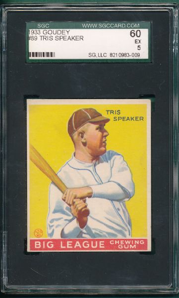 1933 Goudey #89 Tris Speaker SGC 60