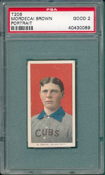 1909-1911 T206 Brown, M., Portrait, Sweet Caporal Cigarettes Factory 25 PSA 2