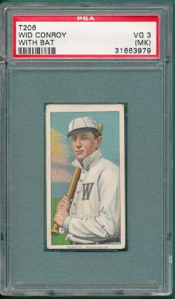 1909-1911 T206 Conroy, Bat, Cycle 460 Cigarettes PSA 3 (MK) 