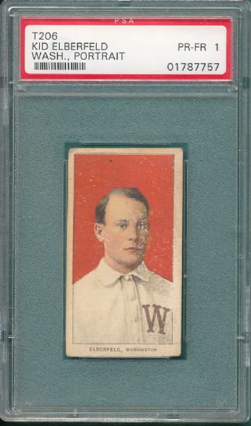 1909-1911 T206 Elberfeld, Portrait, Washington Piedmont Cigarettes PSA 1 *Tougher Common*