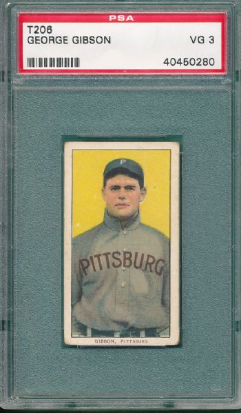 1909-1911 T206 Gibson Piedmont Cigarettes PSA 3