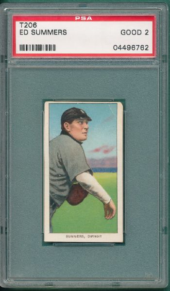 1909-1911 T206 Summers, Piedmont Cigarettes PSA 2