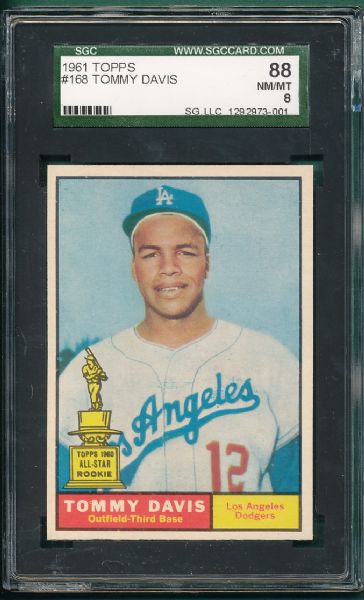 1961 Topps #168 Tommy Davis SGC 88 