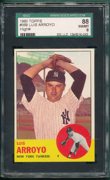 1963 Topps #569 Luis Arroyo SGC 88 * High # *