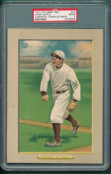 1911 T3 #13 Larry Doyle Turkey Red PSA 2