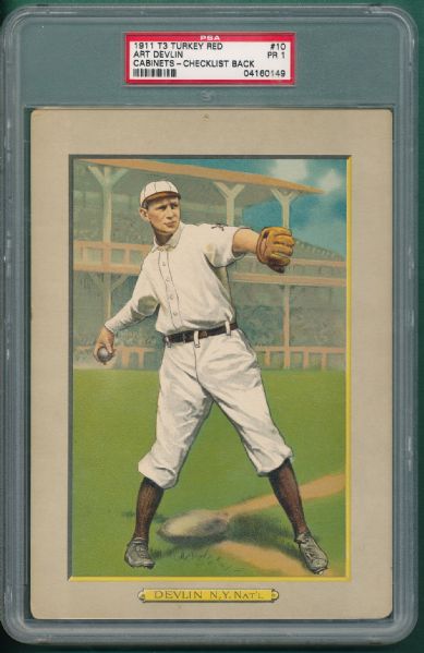 1911 T3 #10 Art Devlin Turkey Red PSA 1