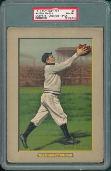 1911 T3 #31 Sherry Magee Turkey Red PSA 1