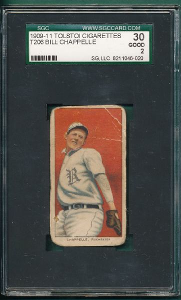 1909-1911 T206 Chappelle, Tolstoi Cigarettes SGC 30 *Low Pop Report*