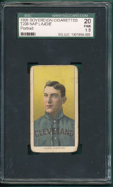 1909-1911 T206 Lajoie, Portrait, Sovereign Cigarettes SGC 20