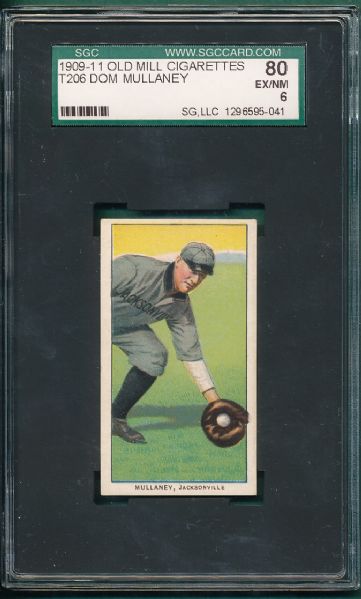 1909-1911 T206 Mullaney, SLer, Old Mill Cigarettes SGC 80