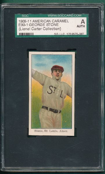 1909-11 E90-1 Stone American Caramel SGC A *Lionel Carter Collection, NRMT Appearance*