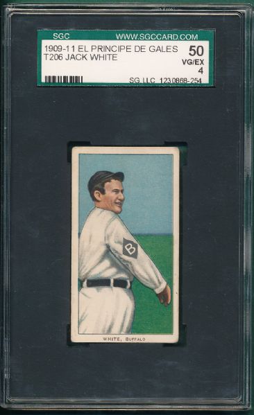 1909-1911 T206 White, Jack, El Principe De Gales Cigarettes SGC 50 *Highest Graded SGC, Low Pop*