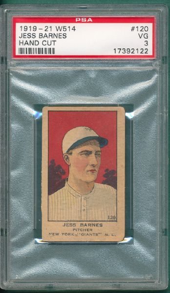 1919-21 W514 #120 Jess Barnes PSA 4