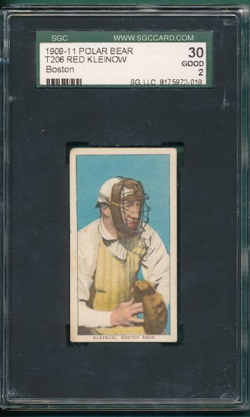 1909-1911 T206 Kleinow, Boston, Polar Bear Tobacco SGC 30