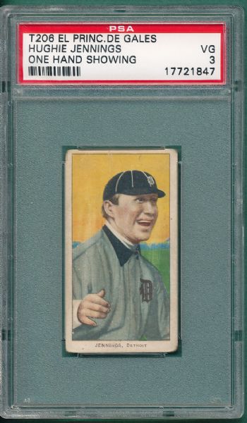 1909-1911 T206 Jennings, One Hand, El Principe De Gales Cigarettes PSA 3