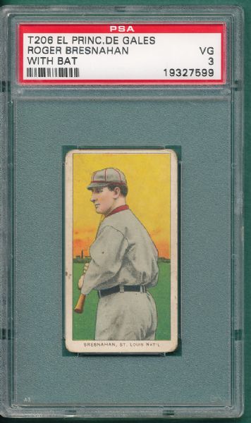 1909-1911 T206 Bresnahan, Batting, El Principe De Gales Cigarettes PSA 3