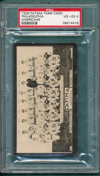 1913 T200 Philadelphia Athletics Fatima Cigarettes PSA 4