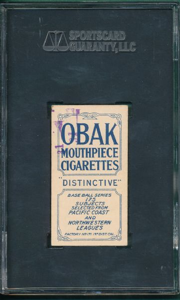 1910 T212 Brown Obak Cigarettes, 175 Subjects SGC 60