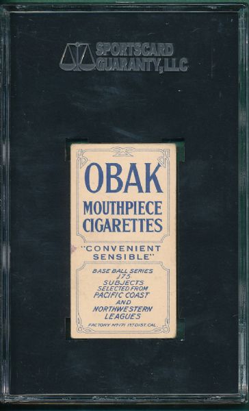 1910 T212 Whalen Obak Cigarettes, 175 Subjects SGC 50