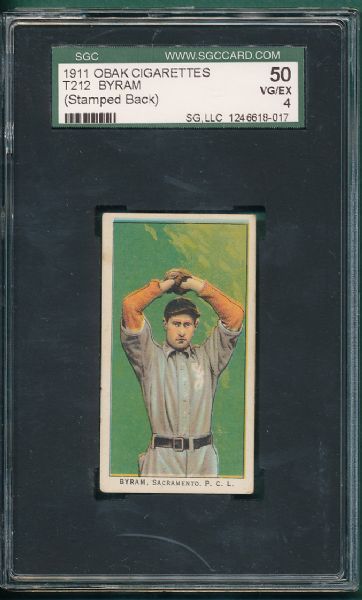 1911 T212 Byram Obak Cigarettes Red Back SGC 50