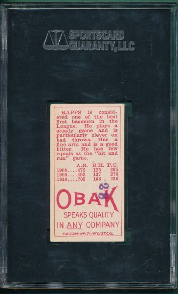 1911 T212 Rapps Obak Cigarettes Red Back SGC 40