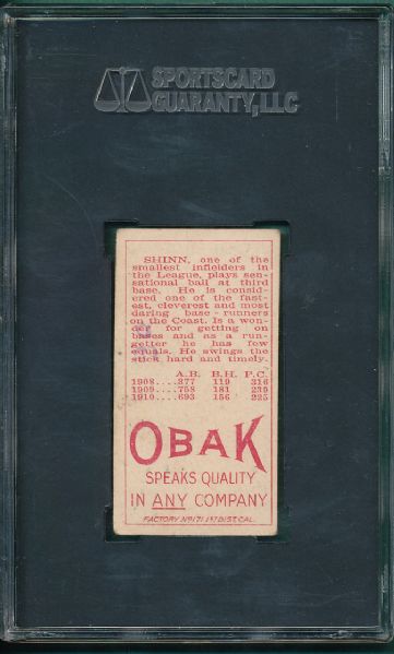 1911 T212 Shinn Obak Cigarettes Red Back SGC 50