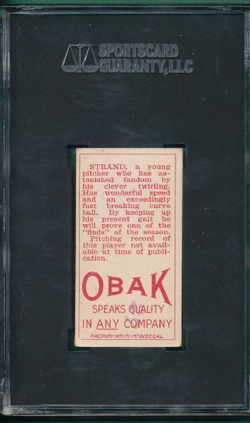 1911 T212 Strand Obak Cigarettes Red Back SGC 30