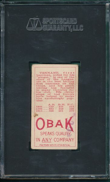 1911 T212 Tennant Obak Cigarettes Red Back SGC 40