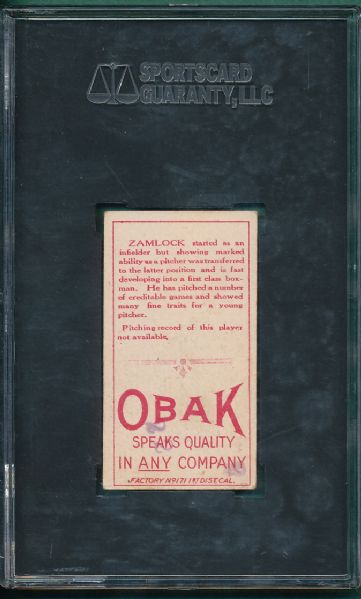 1911 T212 Zamlock Obak Cigarettes Red Back SGC 40