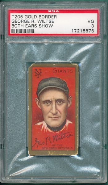 1911 T205 Wiltse, Both Ears,  Piedmont Factory 42 Cigarettes PSA 3