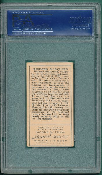 1911 T205 Marquard Honest Long Cut PSA 5