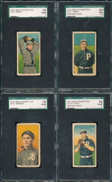 1910 T212 (5) Card Lot Obak Cigarettes, 175 Subjects SGC 