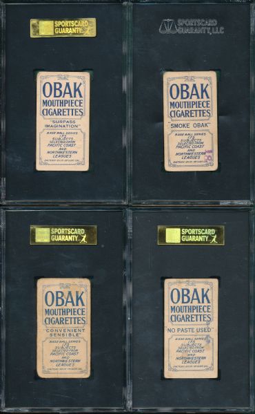 1910 T212 (5) Card Lot Obak Cigarettes, 175 Subjects SGC 