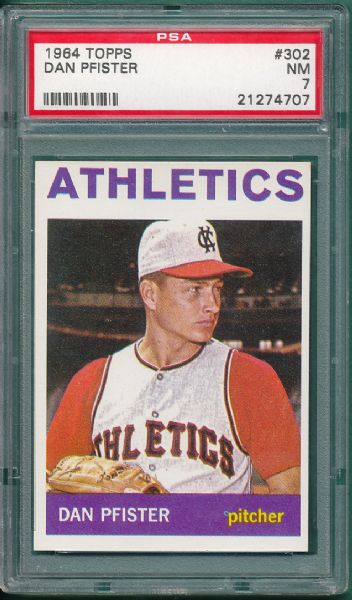 1964 Topps #302 Pfister & #313 Hiller, (2) Card Lot PSA 7