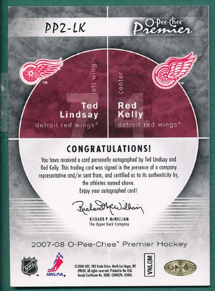 2007-08 O-Pee-Chee Premier Duos Lindsay & Kelly 17/75 *Autographs*