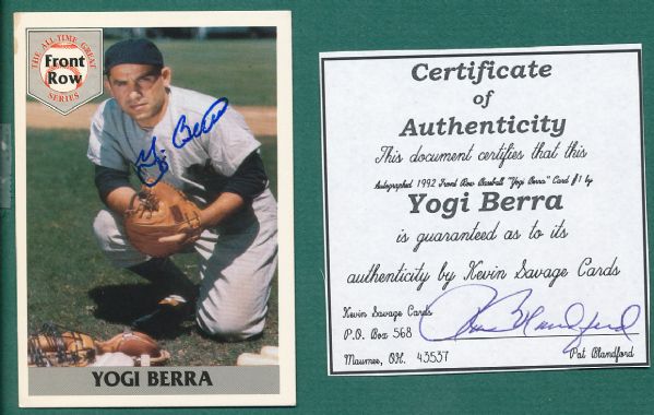 Autograhed Yogi Berra Front Row Card