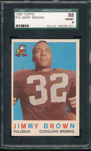 1959 Topps FB #10 Jimmy Brown SGC 88