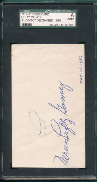 Lefty Gomez *Autograph* SGC Authentic