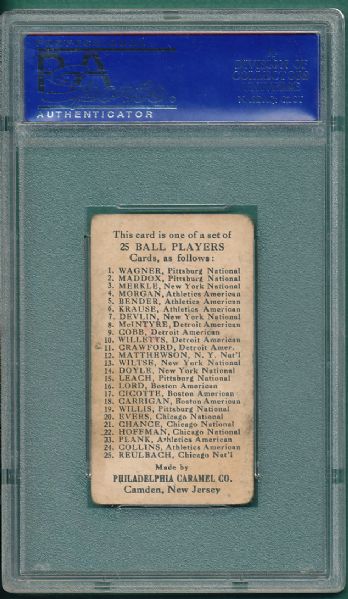 1909 E95 Evers Philadelphia Caramel Co. PSA 2