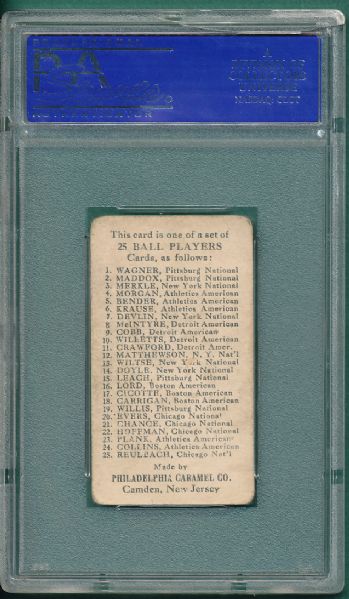 1909 E95 Reulbach Philadelphia Caramel Co. PSA 3