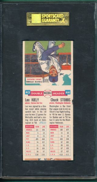 1955 Topps Double Headers #43/#44 Kiely/Stobbs SGC 84