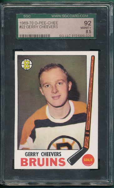 1969-70 O-Pee-Chee #22 Cheevers SGC 92