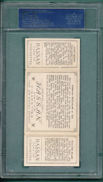 1912 T202 #003 Ambrose McConnell at Bat Hassan Cigarettes Triple Folder  PSA 5