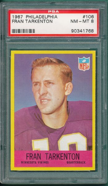 1967 Philadelphia #106 Fran Tarkenton, PSA 8