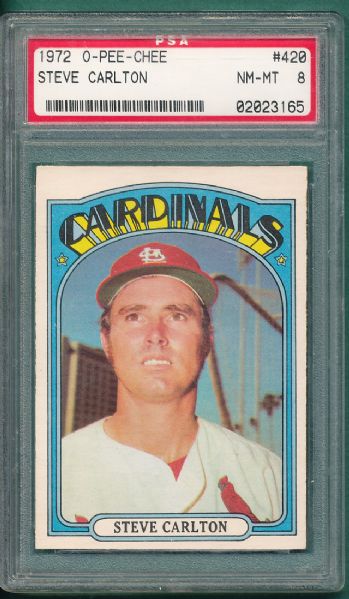 1972 O-Pee-Chee #420 Steve Carlton PSA 8