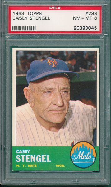 1963 Topps #233 Casey Stengel PSA 8