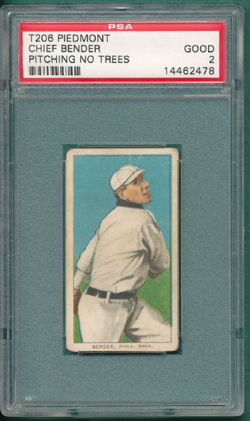 1909-1911 T206 Bender, No Trees, PSA 2 Piedmont 460 *Factory 42*