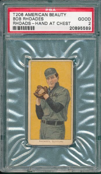 1909-1911 T206 Rhoades, Hands at Chest, American Beauty Cigarettes PSA 2 