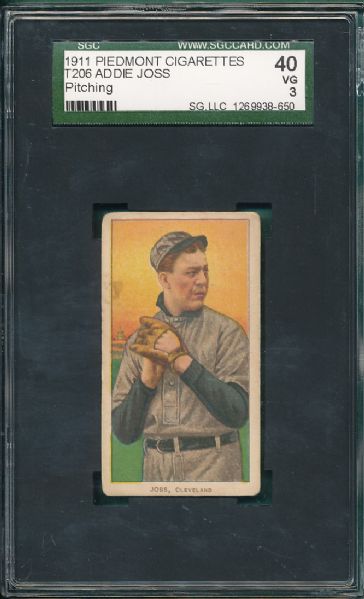 1909-1911 T206 Joss, SGC 40 Piedmont 460 *Factory 42*