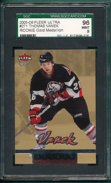 2005-06 Fleer Ultra #271 Thomas Vanek *Rookie Gold Medallion* SGC 96